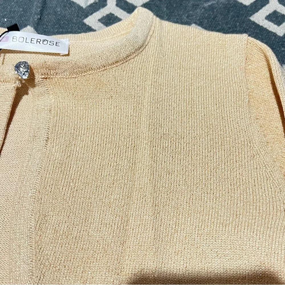 BOLEROSE Cream gold spelling Bolero Sweater girls 11-12